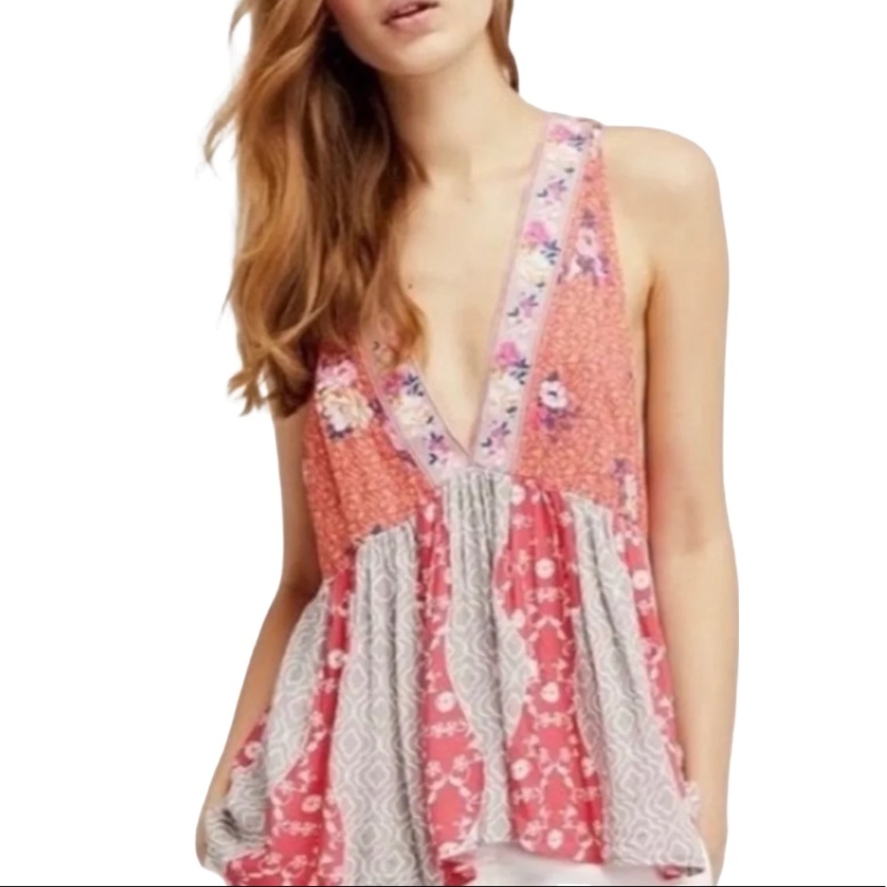 FREE PEOPLE Floral Babydoll Top